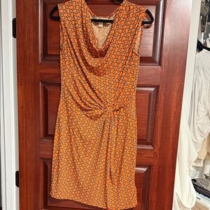 MICHAEL Michael Kors Orange Geometric Midi Dress